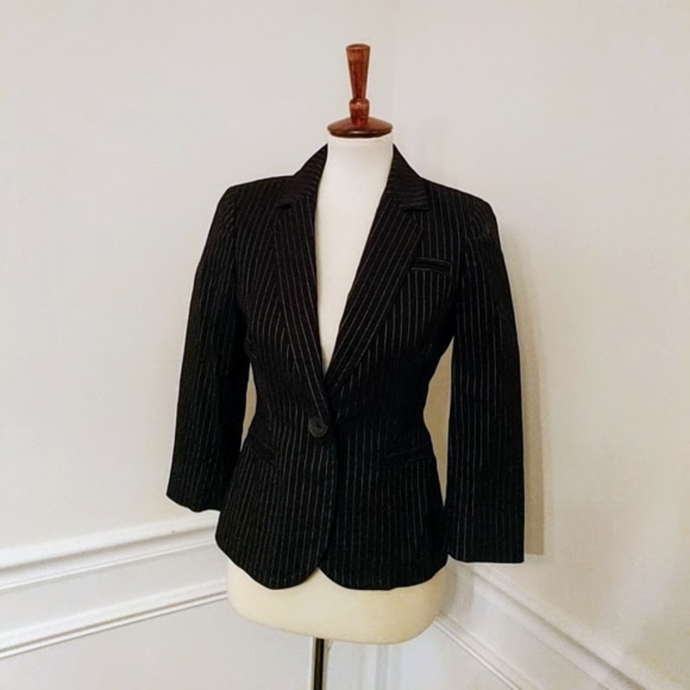 Nine West black pinstripe suit